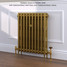 CI-RK760-10-MET-GOLD-LS01 - Rook 2 Column Victorian Cast Iron Radiator H760mm x W777mm CI-RK760-10-MET-GOLD-LS01 - Rook 2 Column Victorian Cast Iron Radiator H760mm x W777mm